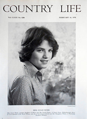 Miss Susan Rome Country Life Magazine Portrait February 16, 1978 Vol. CLXIII No. 4206