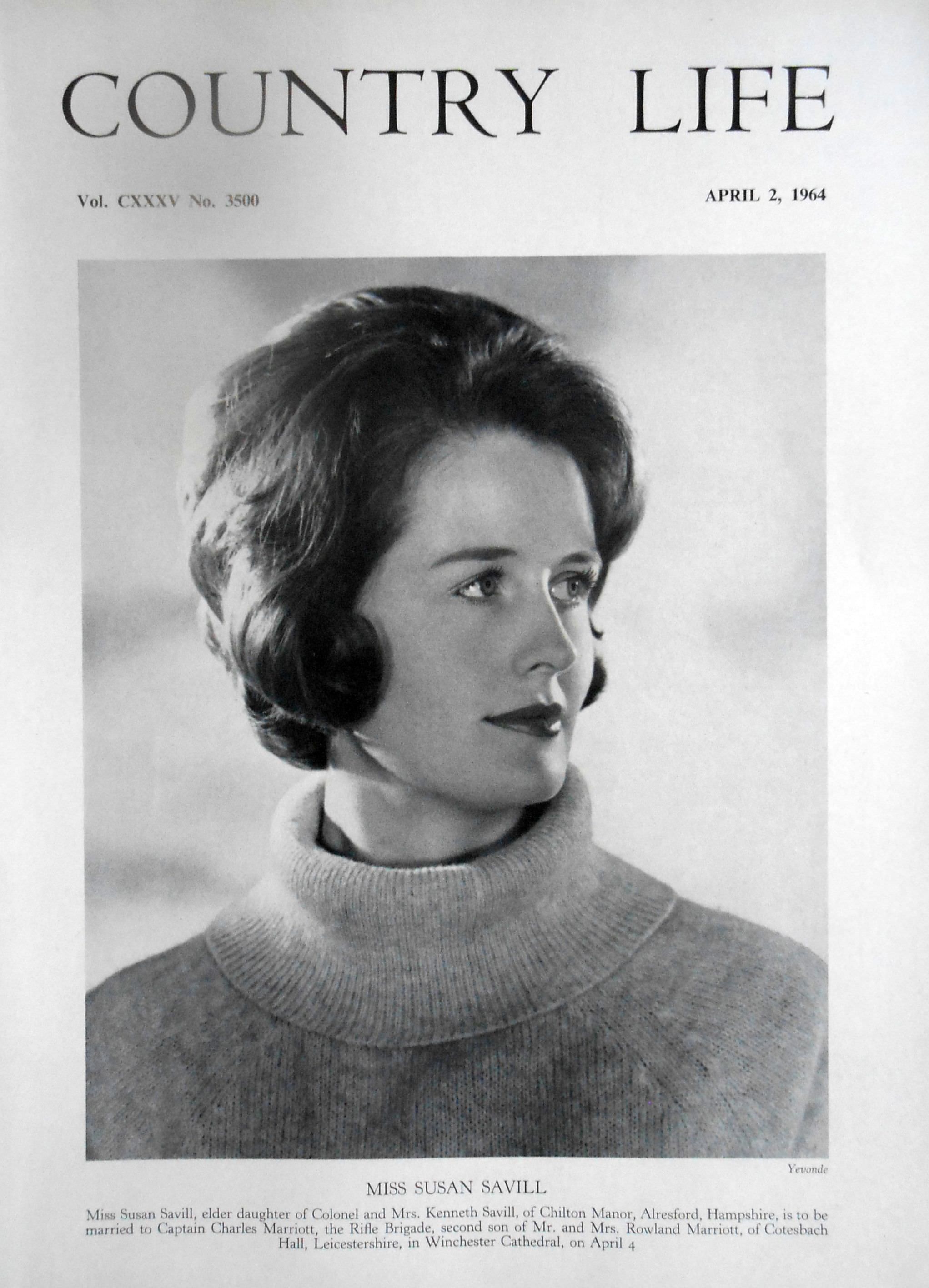 Miss Susan Savill Country Life Magazine Portrait April 2, 1964 Vol. CXXXV No. 3500 - Copy