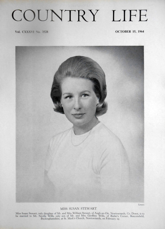 Miss Susan Stewart Country Life Magazine Portrait October 15, 1964 Vol. CXXXVI No. 3528