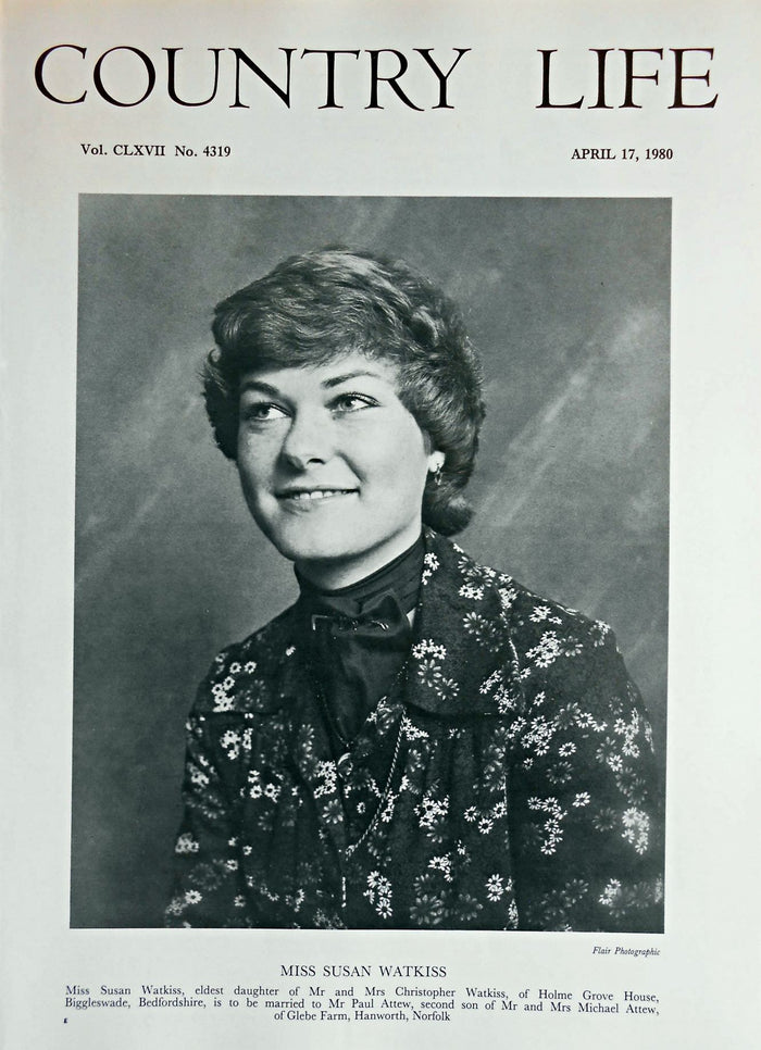 Miss Susan Watkiss Country Life Magazine Portrait April 17, 1980 Vol. CLXVII No. 4319