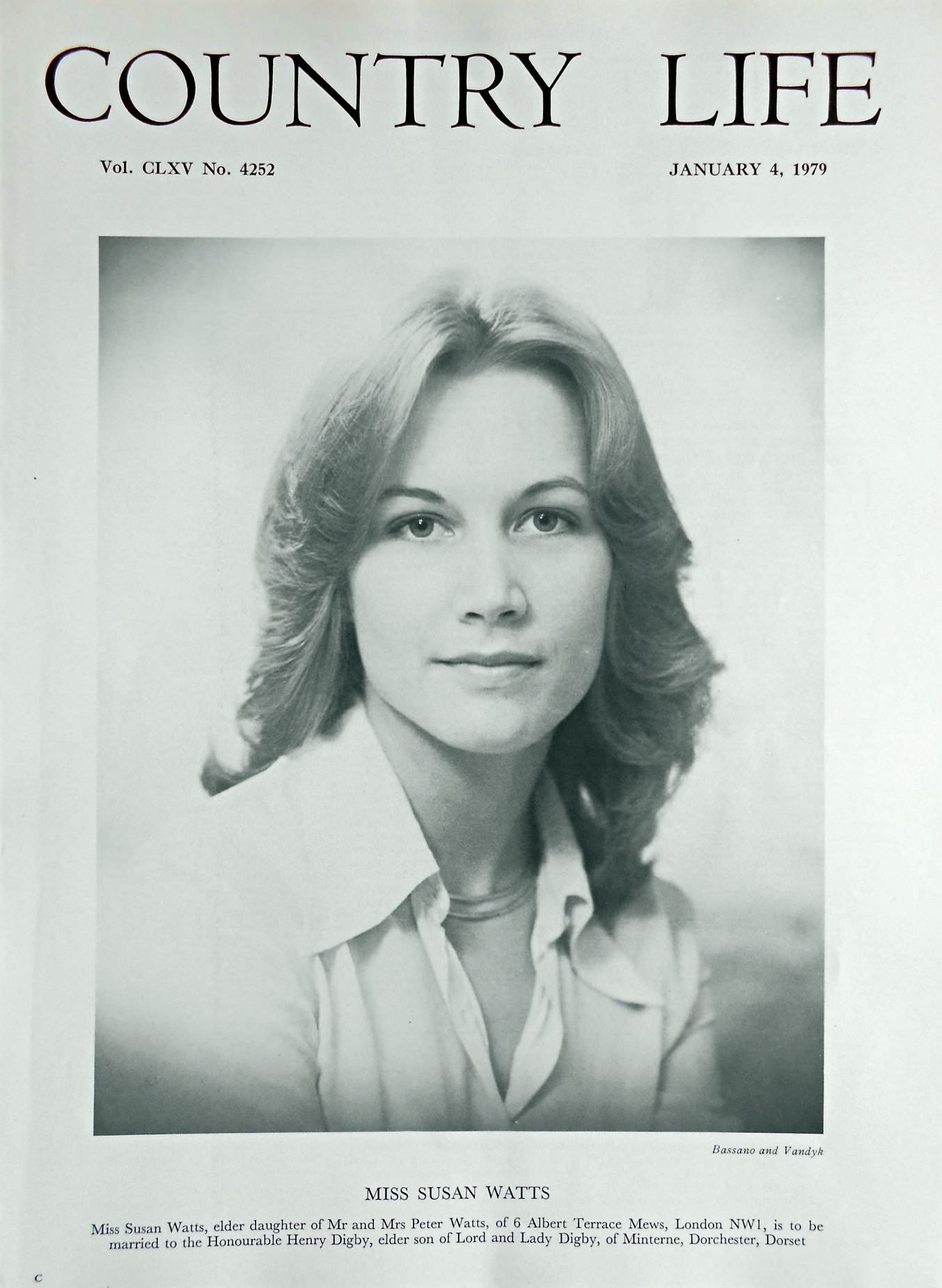Miss Susan Watts Country Life Magazine Portrait January 4, 1979 Vol. CLXV No. 4252 - Copy
