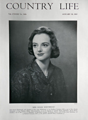 Miss Susan Whitbread Country Life Magazine Portrait January 10, 1963 Vol. CXXXIII No. 3436