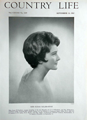 Miss Susan Wilbraham Country Life Magazine Portrait September 13, 1962 Vol. CXXXII No. 3419