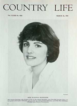Miss Susanna Randolph Country Life Magazine Portrait March 26, 1981 Vol. CLXIX No. 4362