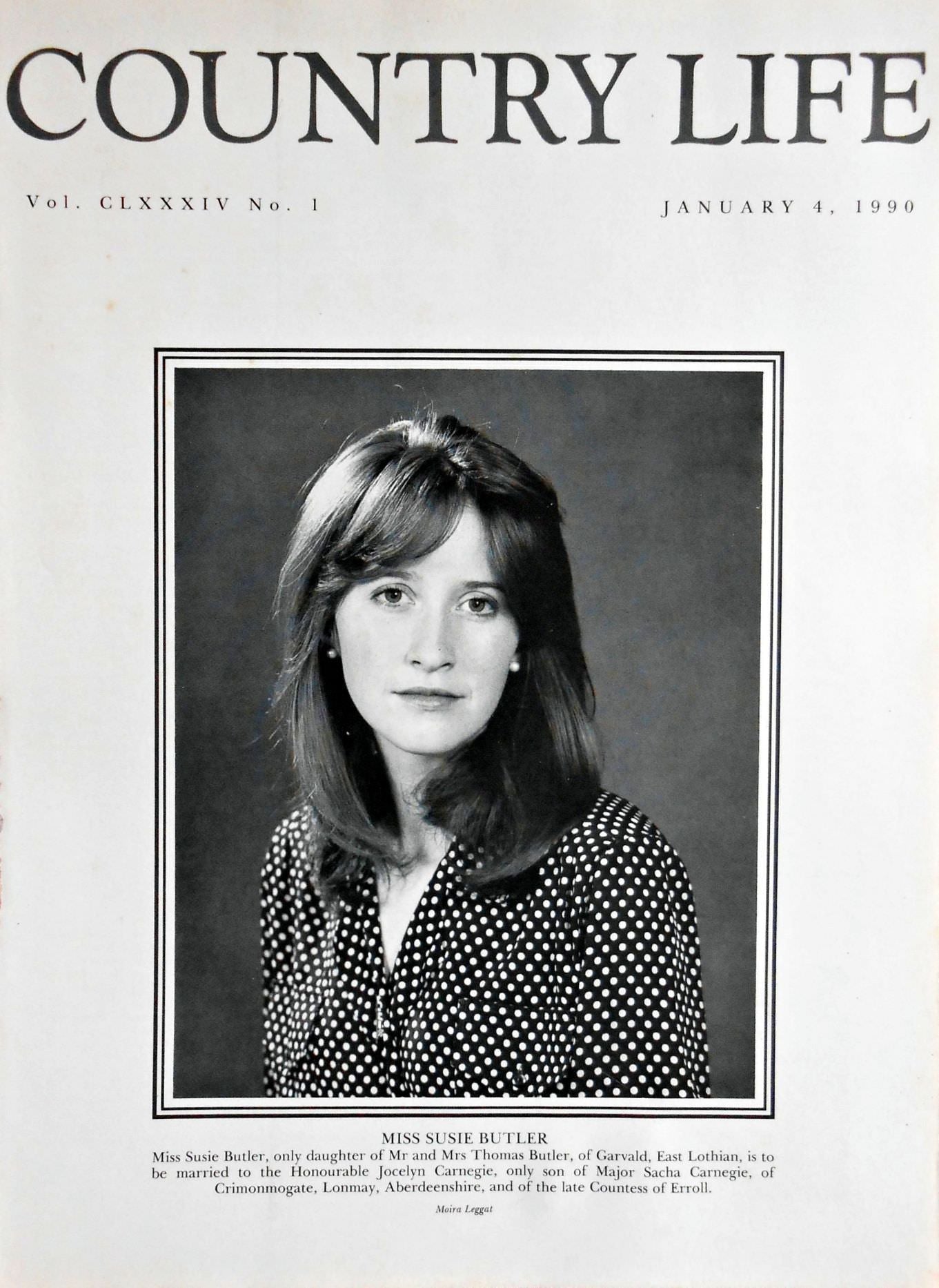 Miss Susie Butler Country Life Magazine Portrait January 4, 1990 Vol. CLXXXIV No. 1