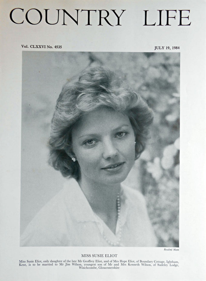Miss Susie Eliot Country Life Magazine Portrait July 19, 1984 Vol. CLXXVI No. 4535