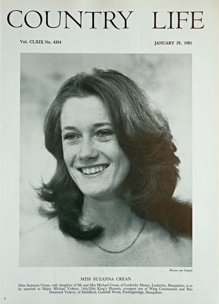 Miss Suzanna Crean Country Life Magazine Portrait January 29, 1981 Vol. CLXIX No. 4354