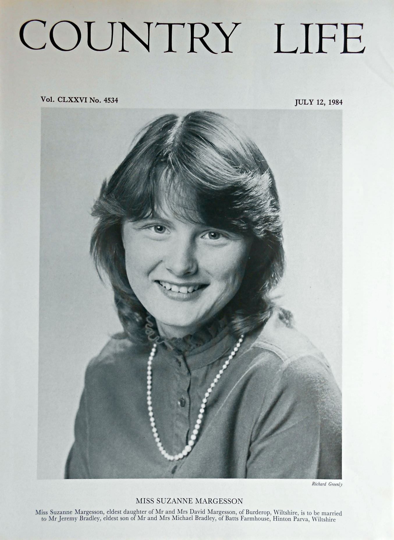 Miss Suzanne Margesson Country Life Magazine Portrait July 12, 1984 Vol. CLXXVI No. 4534