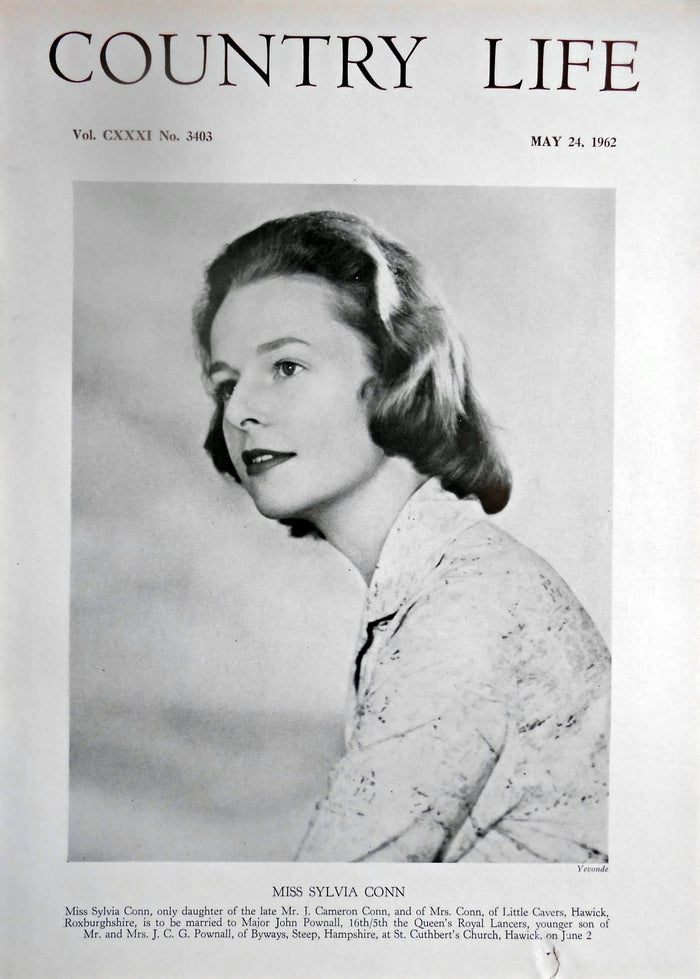 Miss Sylvia Conn Country Life Magazine Portrait May 24, 1962 Vol. CXXXI No. 3403