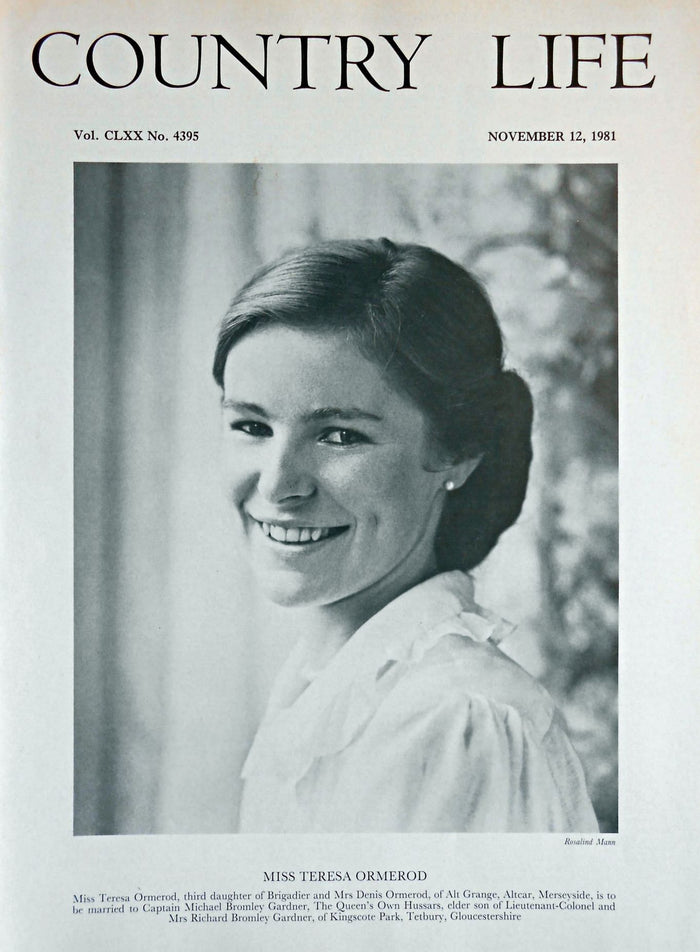 Miss Teresa Ormerod Country Life Magazine Portrait November 12, 1981 Vol. CLXX No. 4395