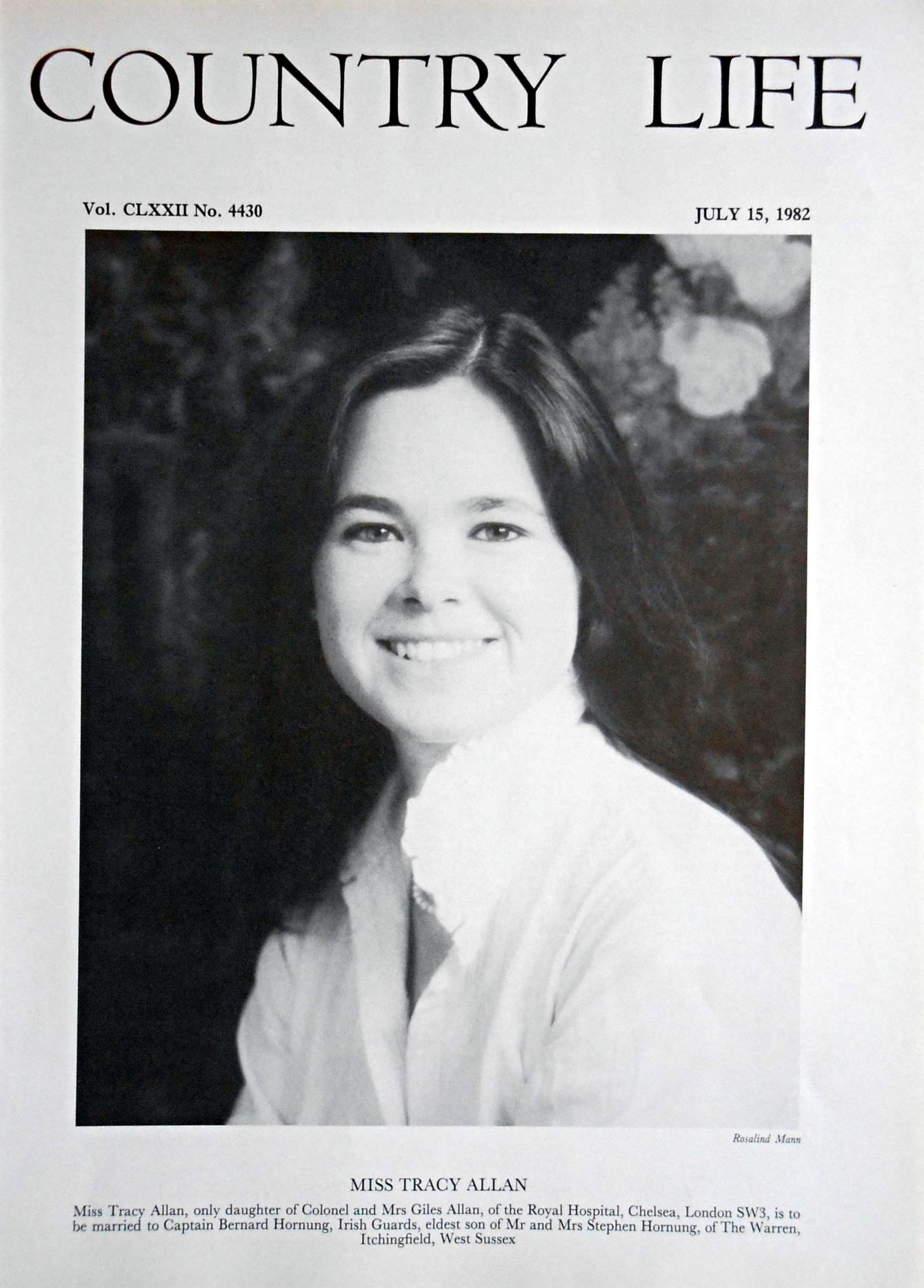 Miss Tracy Allan Country Life Magazine Portrait July 15, 1982 Vol. CLXXII No. 4430