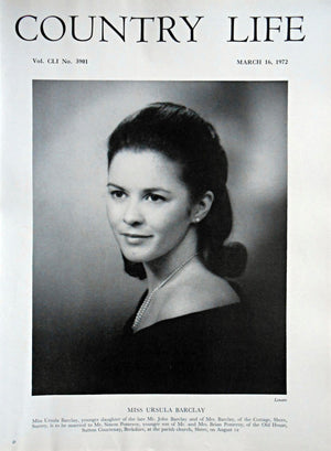 Miss Ursula Barclay Country Life Magazine Portrait March 16, 1972 Vol. CLI No. 3901