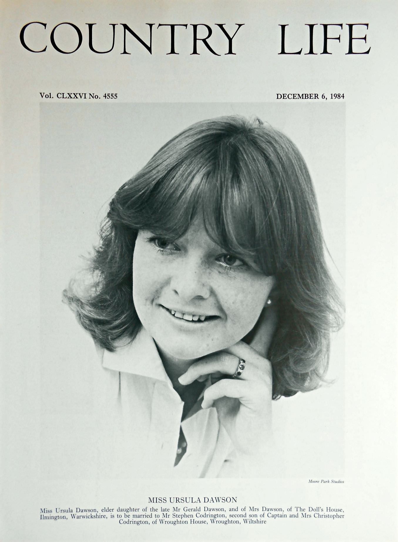 Miss Ursula Dawson Country Life Magazine Portrait December 6, 1984 Vol. CLXXVI No. 4555 - Copy