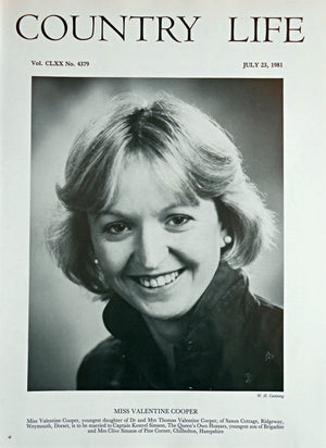 Miss Valentine Cooper Country Life Magazine Portrait July 23, 1981 Vol. CLXX No. 4379