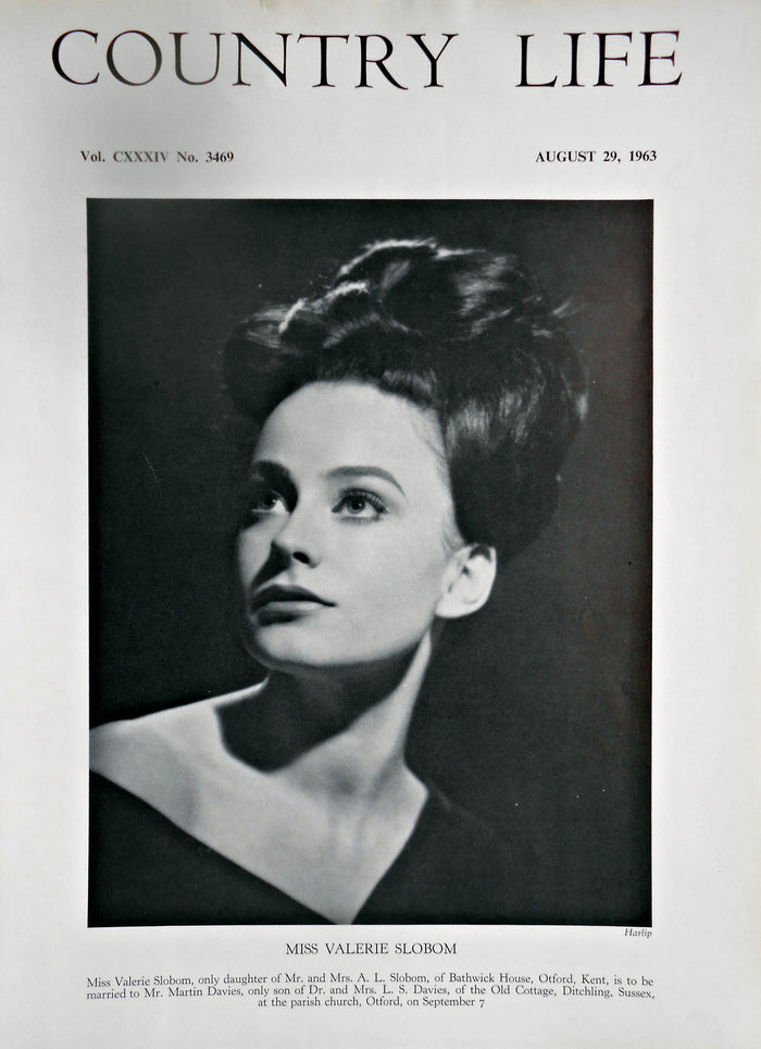 Miss Valerie Slobom Country Life Magazine Portrait August 29, 1963 Vol. CXXXIV No. 3469