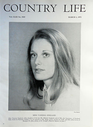 Miss Vanessa England Country Life Magazine Portrait March 1, 1973 Vol. CLIII No. 3949 - Copy