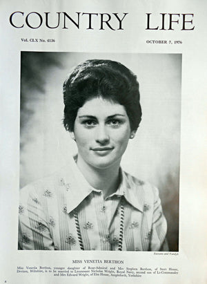Miss Venetia Berthon Country Life Magazine Portrait October 7, 1976 Vol. CLX No. 4136 - Copy