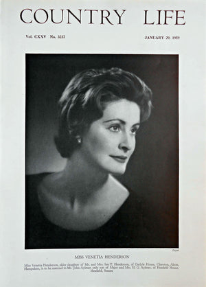 Miss Venetia Henderson Country Life Magazine Portrait January 29, 1959 Vol. CXXV No. 3237