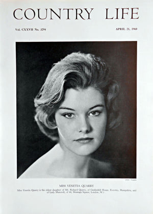 Miss Venetia Quarry Country Life Magazine Portrait April 21, 1960 Vol. CXXVII No. 3294