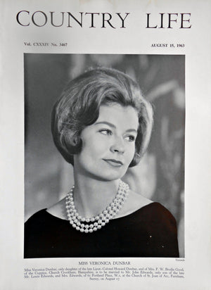 Miss Veronica Dunbar Country Life Magazine Portrait August 15, 1963 Vol. CXXXIV No. 3467