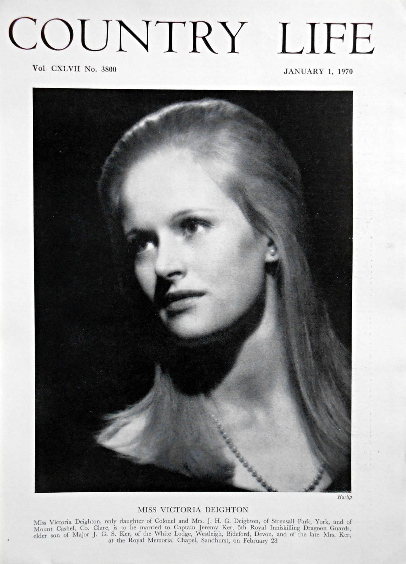 Miss Victoria Deighton Country Life Magazine Portrait January 1, 1970 Vol. CXLVII No. 3800