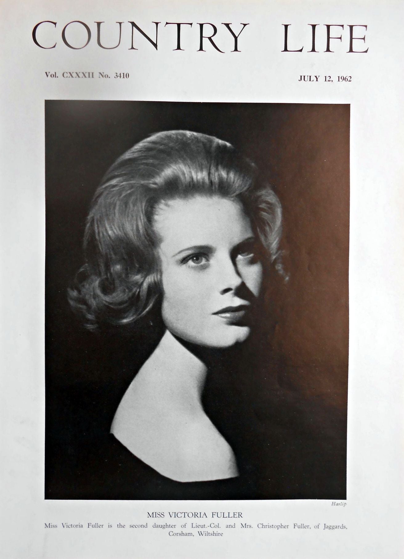Miss Victoria Fuller Country Life Magazine Portrait July 12, 1962 Vol. CXXXII No. 3410