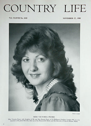Miss Victoria Poore Country Life Magazine Portrait November 27, 1980 Vol. CLXVIII No. 4345 - Copy