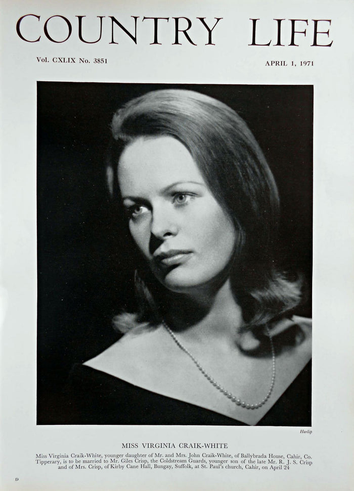 Miss Virginia Craik-White Country Life Magazine Portrait April 1, 1971 Vol. CXLIX No. 3851