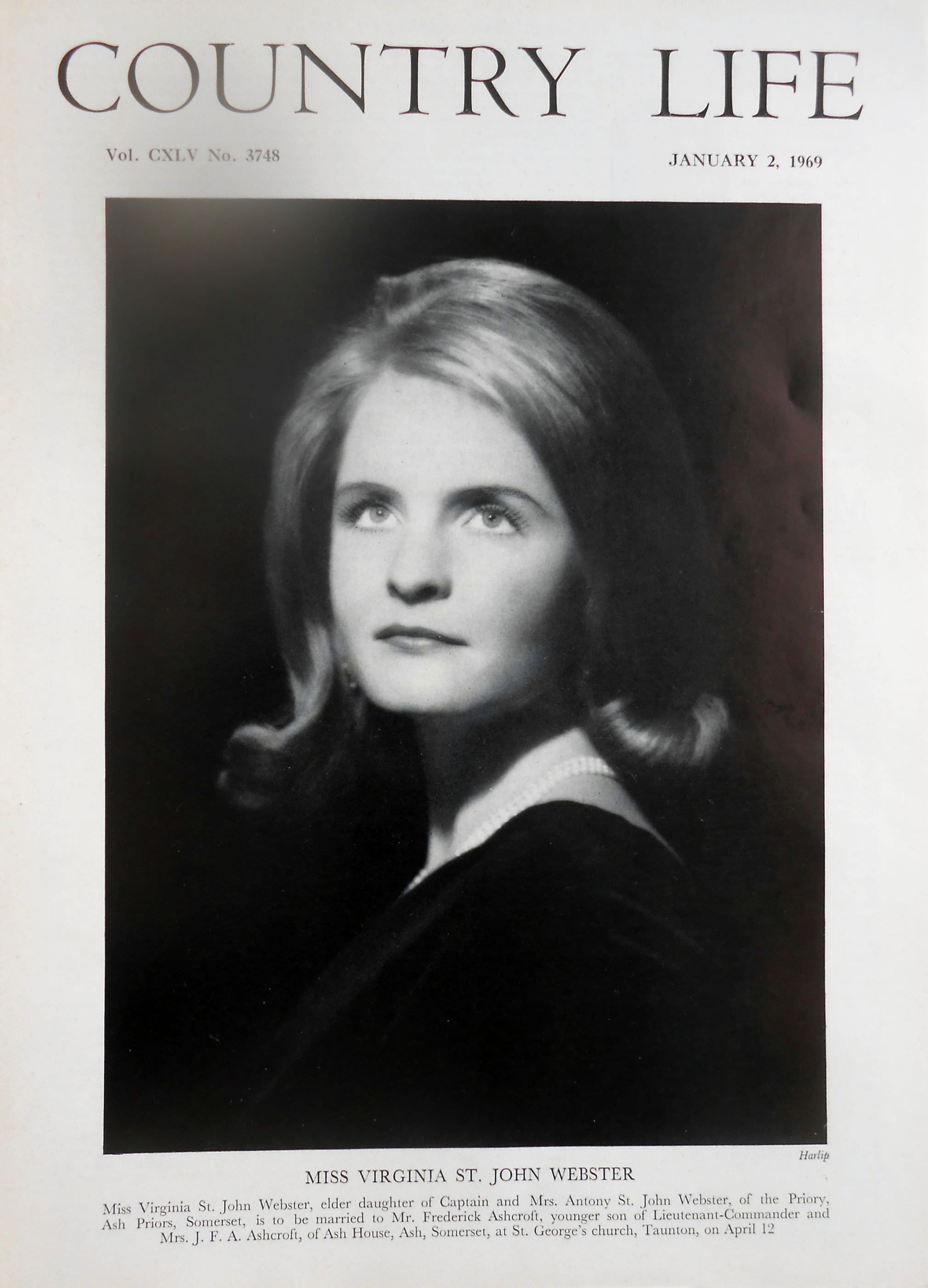 Miss Virginia St. John Webster Country Life Magazine Portrait January 2, 1969 Vol. CXLV No. 3748