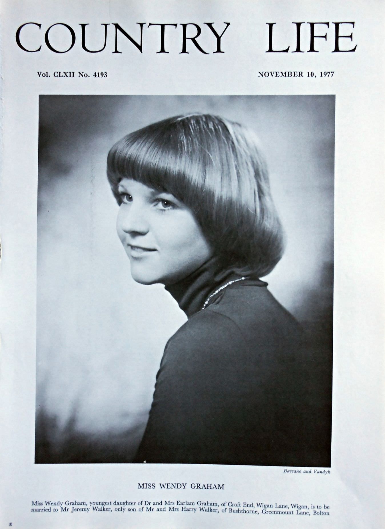 Miss Wendy Graham Country Life Magazine Portrait November 10, 1977 Vol. CLXII No. 4193 - Copy