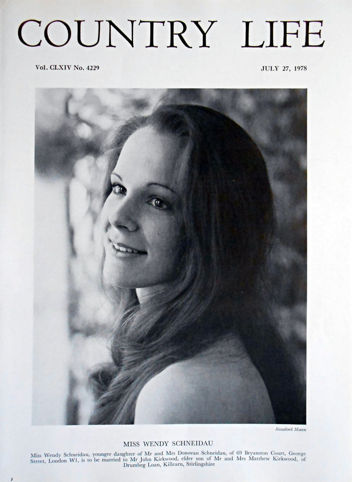 Miss Wendy Schneidau Country Life Magazine Portrait July 27, 1978 Vol. CLXIV No. 4229