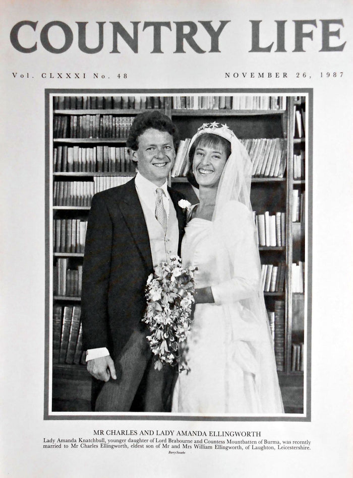 Mr Charles & Lady Amanda Ellingworth, Lady Amanda Knatchbull Country Life Magazine Portrait November 26, 1987 Vol. CLXXXI No. 48