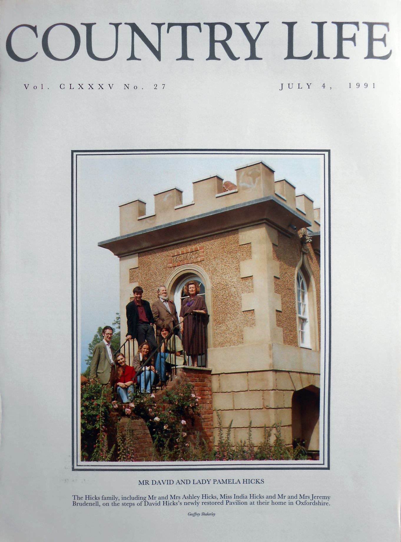Mr David & Lady Pamela Hicks Country Life Magazine Portrait July 4, 1991 Vol. CLXXXV No. 27