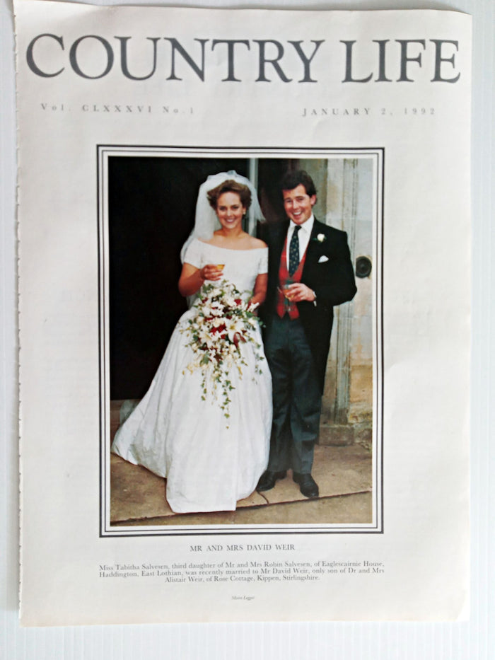 Mr & Mrs David Weir Country Life Magazine Portrait January 2, 1992 Vol. CLXXXVI No. 1