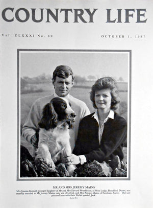 Mr & Mrs Jeremy Mains, Mrs Joanna Gornall Country Life Magazine Portrait October 1, 1987 Vol. CLXXXI No. 40