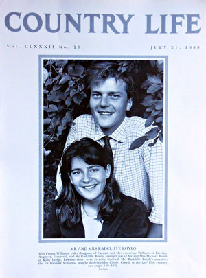 Mr & Mrs Radcliffe Royds, Miss Emma Williams Country Life Magazine Portrait July 21, 1988 Vol. CLXXXII No. 29