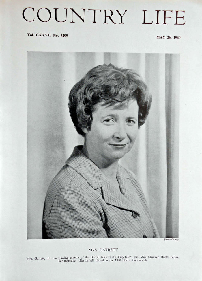 Mrs. Garrett Country Life Magazine Portrait May 26, 1960 Vol. CXXVII No. 3299