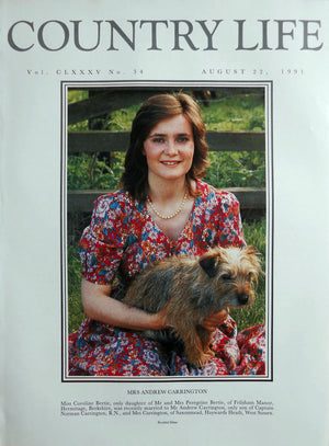 Mrs Andrew Carrington, Miss Caroline Bertie Country Life Magazine Portrait August 22, 1991 Vol. CLXXXV No. 34