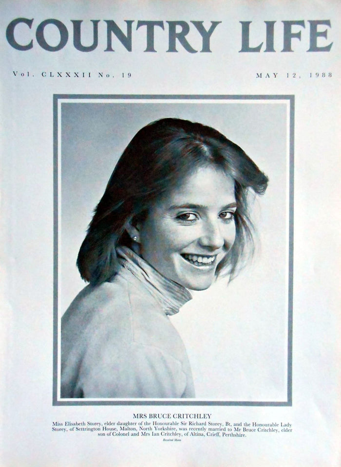 Mrs Bruce Critchley, Miss Elisabeth Storey Country Life Magazine Portrait May 12, 1988 Vol. CLXXXII No. 19