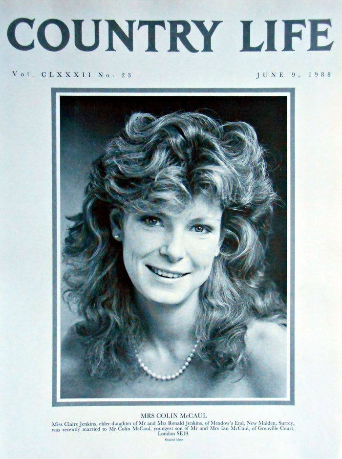 Mrs Colin McCaul, Miss Claire Jenkins Country Life Magazine Portrait June 9, 1988 Vol. CLXXXII No. 23