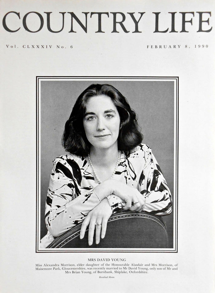 Mrs David Young, Miss Alexandra Morrison Country Life Magazine Portrait February 8, 1990 Vol. CLXXXIV No. 6