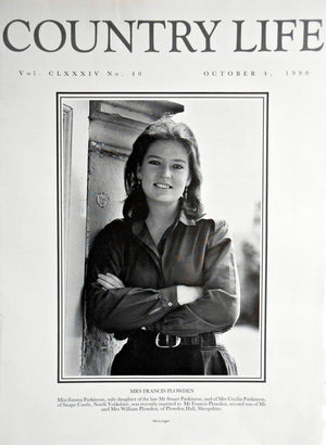 Mrs Francis Plowden, Miss Emma Parkinson Country Life Magazine Portrait October 4, 1990 Vol. CLXXXIV No. 40