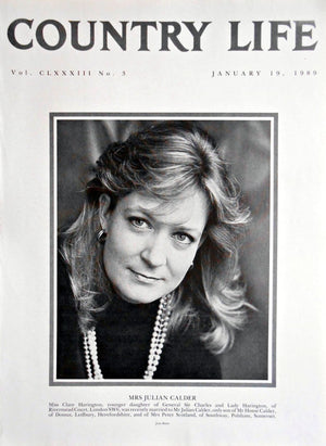 Mrs Julian Calder, Miss Clare Harington Country Life Magazine Portrait January 19, 1989 Vol. CLXXXIII No. 3