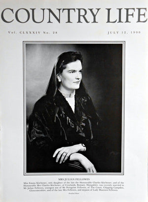 Mrs Julian Fellows, Miss Emma Kitchener Country Life Magazine Portrait July 12, 1990 Vol. CLXXXIV No. 28