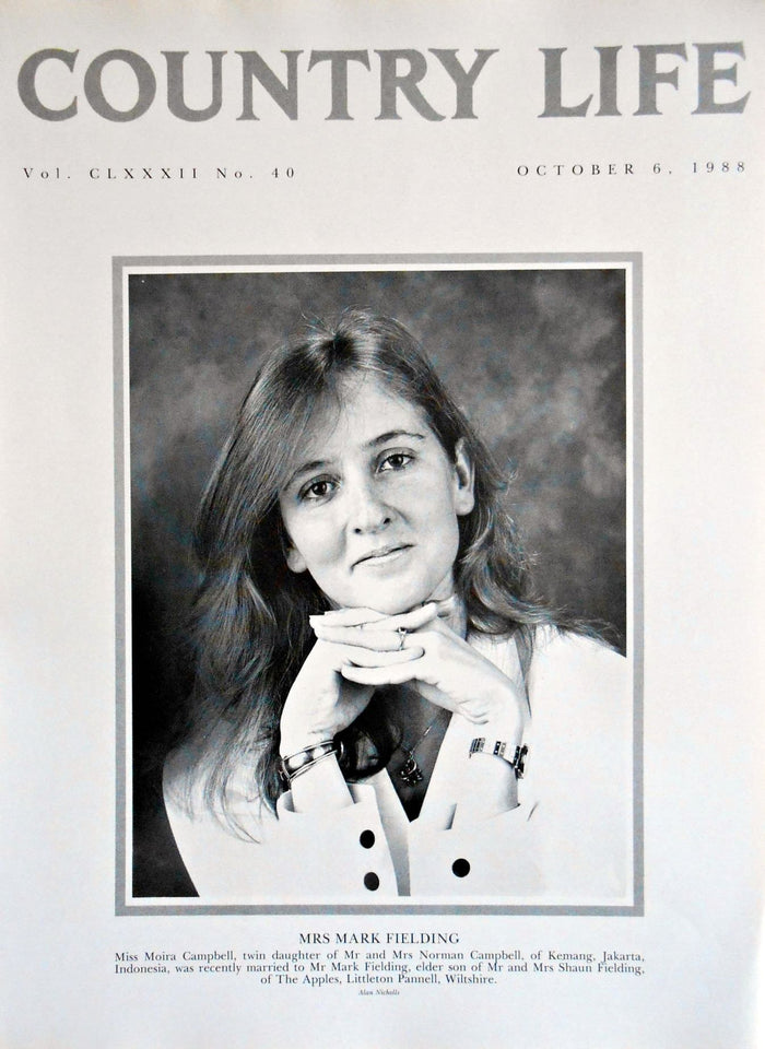 Mrs Mark Fielding, Miss Moira Campbell Country Life Magazine Portrait October 6, 1988 Vol. CLXXXII No. 40