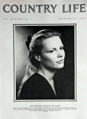 Mrs Michael Hanbury-Williams, Miss Alexandra Ringrose-Voase Country Life Magazine Portrait January 21, 1988 Vol. CLXXXII No. 3