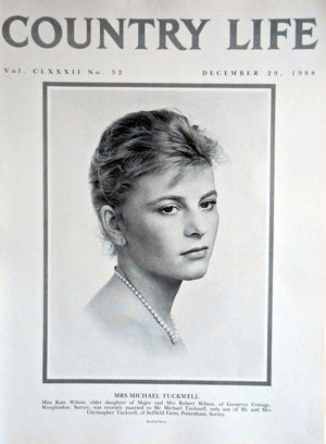 Mrs Michael Tuckwell, Miss Kate Wilson Country Life Magazine Portrait December 29, 1988 Vol. CLXXXII No. 52