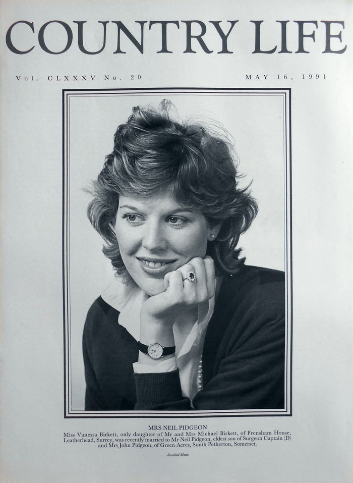 Mrs Neil Pidgeon, Miss Vanessa Birkett Country Life Magazine Portrait May 16, 1991 Vol. CLXXXV No. 20