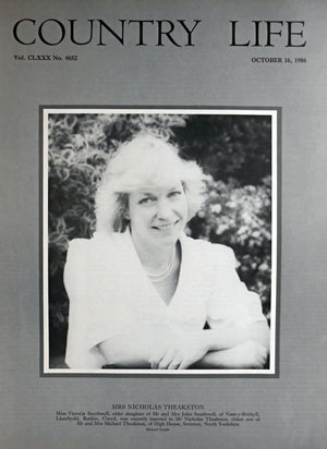 Mrs Nicholas Theakston. Miss Victoria Southwell Country Life Magazine Portrait October 16, 1986 Vol. CLXXX No. 4652