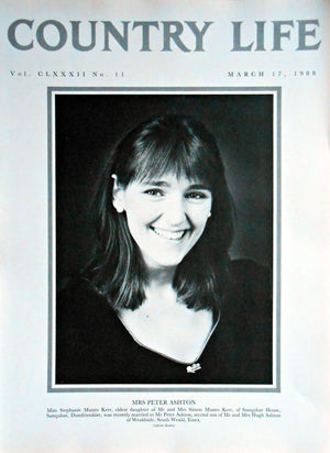 Mrs Peter Ashton, Miss Stephanie Munro Kerr Country Life Magazine Portrait March 17, 1988 Vol. CLXXXII No. 11